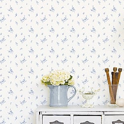 Galerie Wallcoverings Product Code G67915 - Miniatures 2 Wallpaper Collection - Blue White Colours - Small Floral Sprig Design