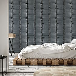 Galerie Wallcoverings Product Code G78284 - Bazaar Wallpaper Collection - Dark Teal Black Colours - Bark Stripe Design