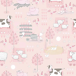 Galerie Wallcoverings Product Code G78376 - Tiny Tots 2 Wallpaper Collection - Pink Grey Beige Colours - Farmland Design