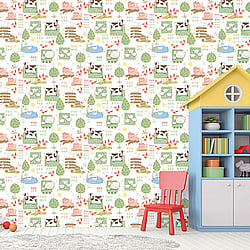 Galerie Wallcoverings Product Code G78377 - Tiny Tots 2 Wallpaper Collection - Primary Colours - Farmland Design