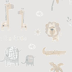 Galerie Wallcoverings Product Code G78379 - Tiny Tots 2 Wallpaper Collection - Greige Tan Colours - Jungle Friends Design