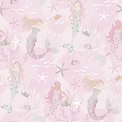 Galerie Wallcoverings Product Code G78390 - Tiny Tots 2 Wallpaper Collection - Pink Grey Glitter Colours - Mermaids Design