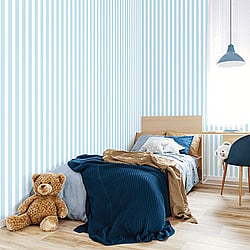 Galerie Wallcoverings Product Code G78405 - Tiny Tots 2 Wallpaper Collection - Sky Blue Colours - Regency Stripe Design
