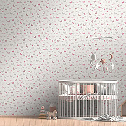 Galerie Wallcoverings Product Code HO20058 - Home Wallpaper Collection - Grey Pink White Colours - Butterfly Motif Design
