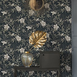 Galerie Wallcoverings Product Code HV41052 - Havana Wallpaper Collection - Brown Grey Black Colours - Havana Floral Motif Design