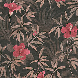 Galerie Wallcoverings Product Code HV41053 - Havana Wallpaper Collection - Brown Red Black Colours - Havana Floral Motif Design