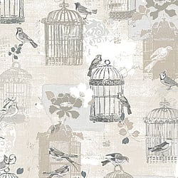 Galerie Wallcoverings Product Code KE29946 - Kitchen Style 3 Wallpaper Collection - Brown Beige Colours - Elegance Bird Cage Design