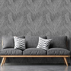 Galerie Wallcoverings Product Code NHW1016 - Enchanted Wallpaper Collection - Dark Grey Colours - Kiskaara Dark Grey Design