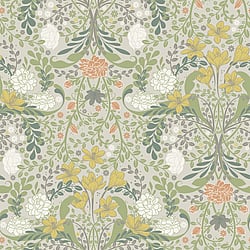 Galerie Wallcoverings Product Code S24104 - Sommarang 2 Wallpaper Collection - Orange, yellow, green Colours - A medallion pattern of crocus and camellia flowers Design