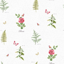 Galerie Wallcoverings Product Code S45208 - Country Cottage Wallpaper Collection - Red Green Colours - Rose Botanical Motif Design