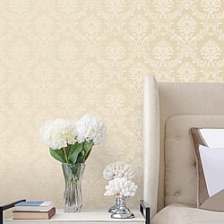 Galerie Wallcoverings Product Code SB37908 - Simply Silks 4 Wallpaper Collection - Dark Cream Colours - Classic Damask Design