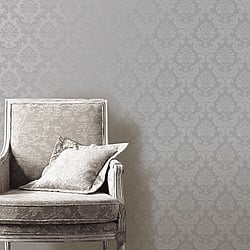 Galerie Wallcoverings Product Code SK34746 - Simply Silks 3 Wallpaper Collection - Metallic Silver Colours - Feathered Damask Design