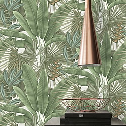 Galerie Wallcoverings Product Code WH30114 - Welcome Home Wallpaper Collection - Green Colours - Tropical Leaves Design