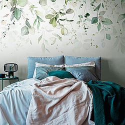 Galerie Wallcoverings Product Code WH45265M - Welcome Home Murals Wallpaper Collection - Blue, Green, White Colours - Hanging Eucalyptus Garden Design