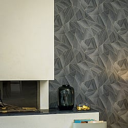 Galerie Wallcoverings Product Code WW22221 - The Woods And Wicker Wallpaper Collection - Grey Black Colours - Geometric Wood Effect Motif Design