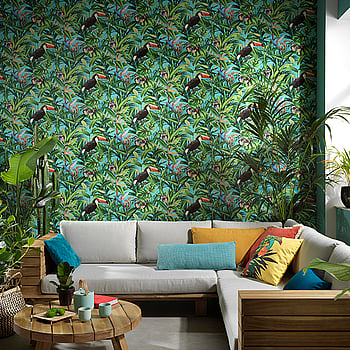 Galerie Wallcoverings Product Code AM30002 - Amazonia Wallpaper Collection - Turquoise Multi-Coloured Colours -  