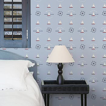 Galerie Wallcoverings Product Code G23037 - Deauville 2 Wallpaper Collection - Sky Blue Red White Colours -  