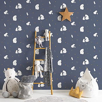 Galerie Wallcoverings Product Code ND21100 - Little Explorers Wallpaper Collection - Dark Blue White Gold Colours -  